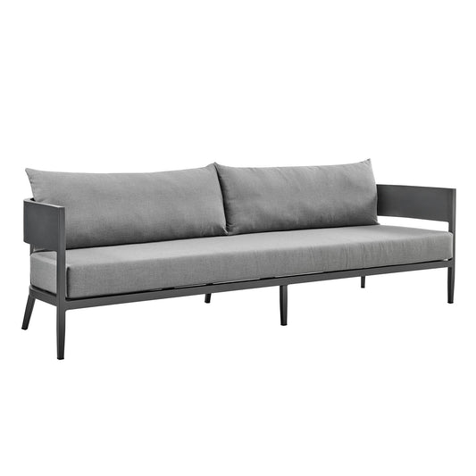 Menorca - 4 Piece Outdoor Aluminum & Outdoor Conversation Set - Dark Gray