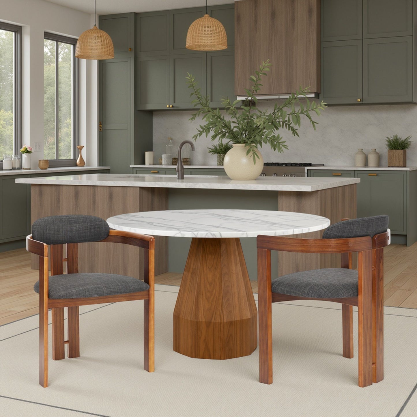 Jazmin - Contemporary Dining Chair (Set of 2) - Walnut / Charcoal