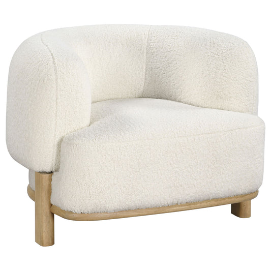 Lawler Upholstered Barrel Back Accent Chair Ivory and Natural