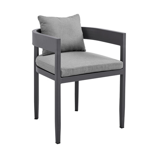 Menorca - Outdoor Patio 7-Piece Dining Table Set In Aluminum With Gray Cushions