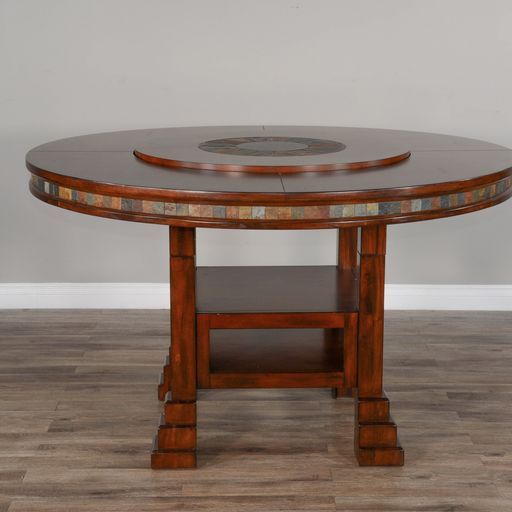 Santa Fe - 60" Round Table With Lazy Susan - Dark Chocolate