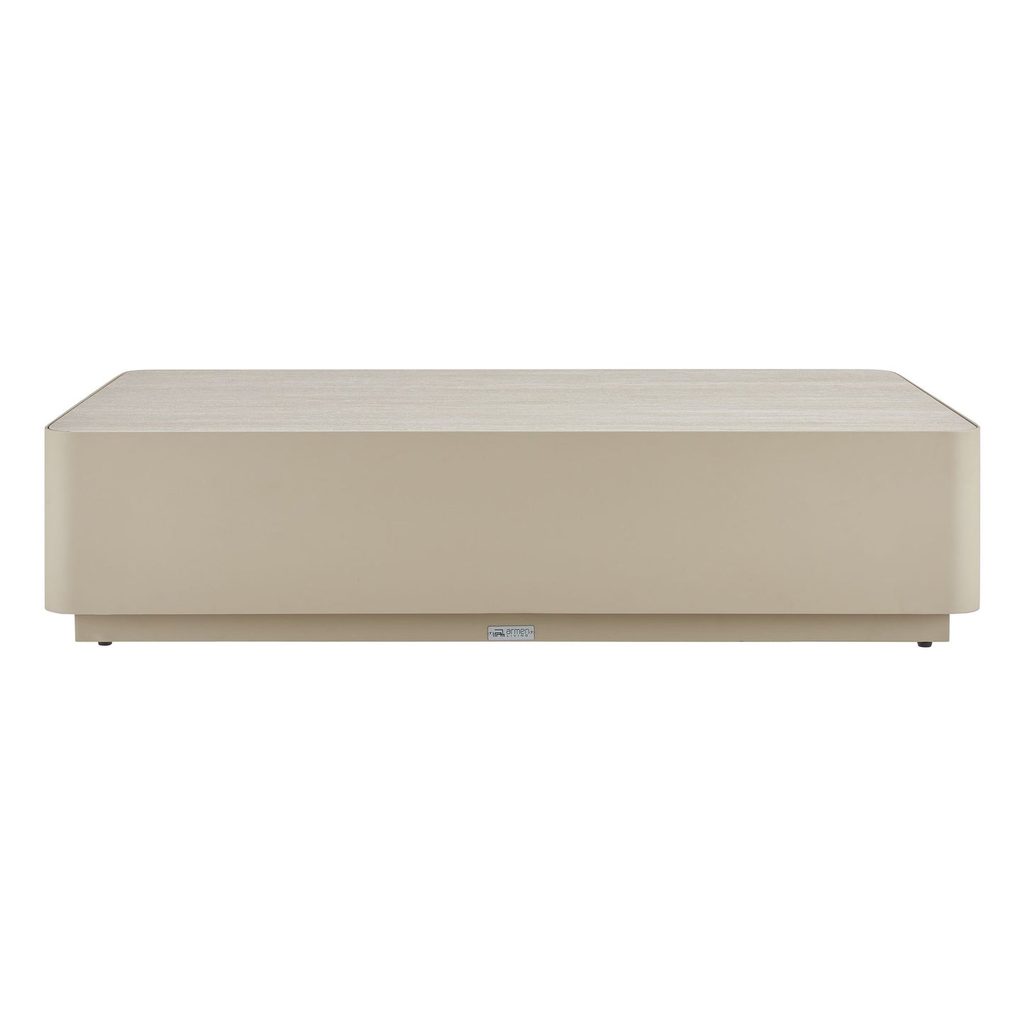 Pavilion - Powder Coated Metal Rectangle Outdoor Coffee Table With Sintered Stone Table Top - Natural