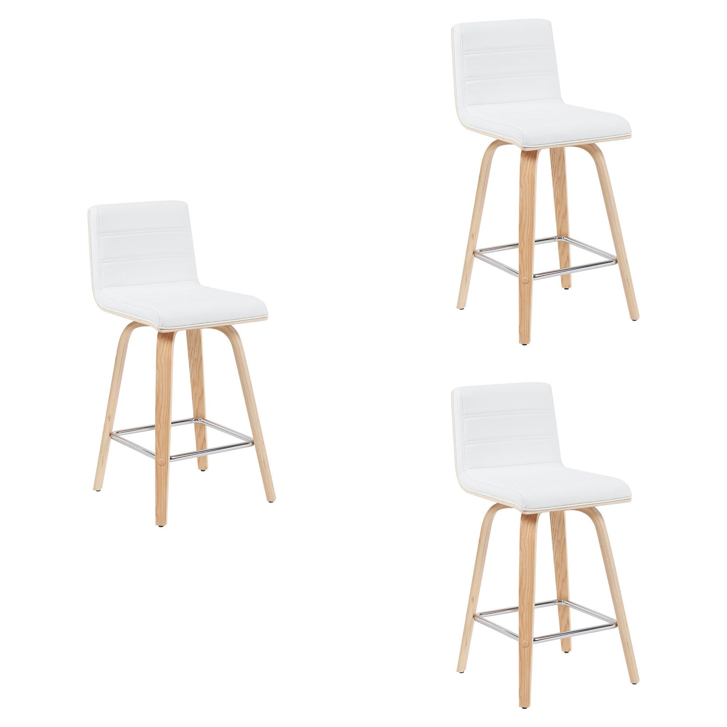 Vienna - Modern Counter Height Swivel Bar Stool - Patterned Oak Wood Frame