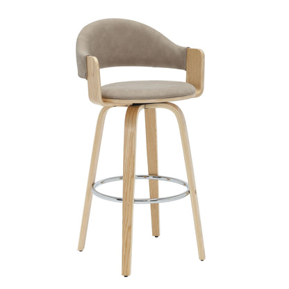 Daxton - Swivel Bar Height Round Back Wood Bar Stool With Faux Leather Seat