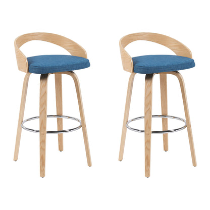 Sonia - Modern Swivel Bar Height Stool - Patterned Oak Wood Finish