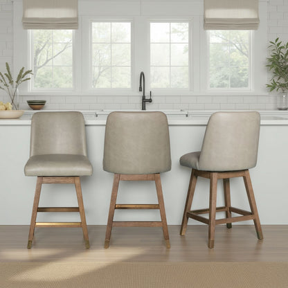 Amelia - Swivel Rubberwood Barstool With Faux Leather Seat