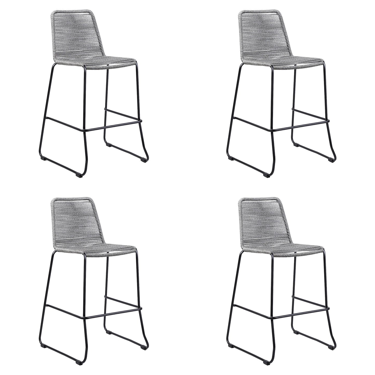 Shasta - 30" Outdoor Metal And Rope Stackable Barstool