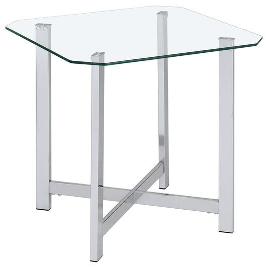 Cronin Square Tempered Glass Top Side End Table Chrome