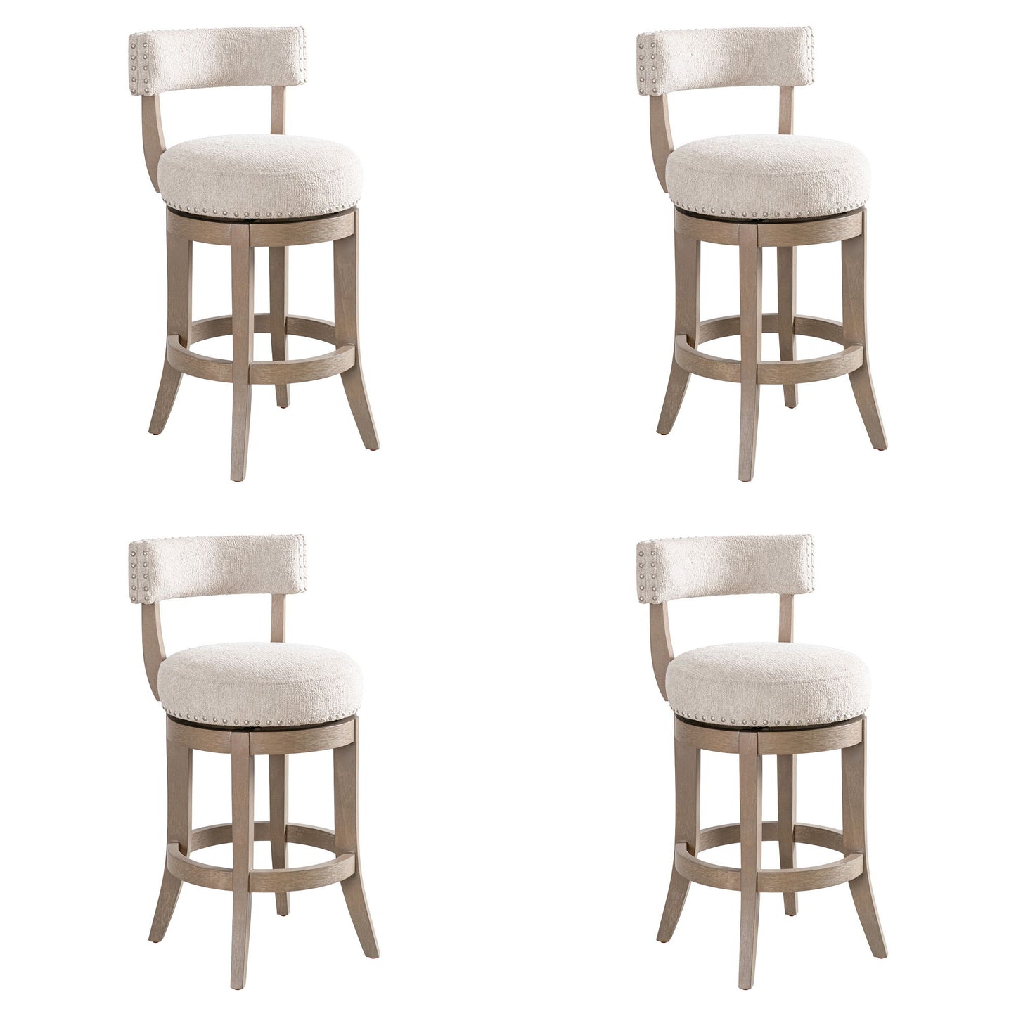 Mystic - Solid Wood Upholstered 26" Counter Height Swivel Barstool