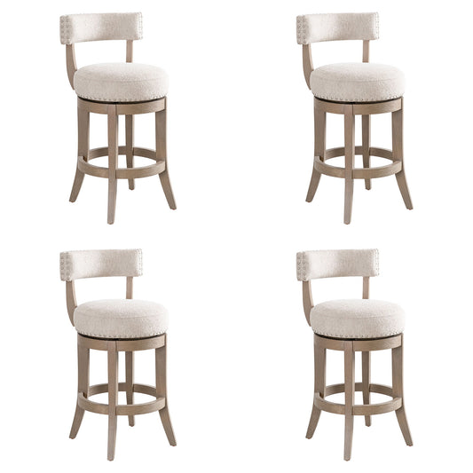 Mystic - Solid Wood Upholstered 26" Counter Height Swivel Barstool