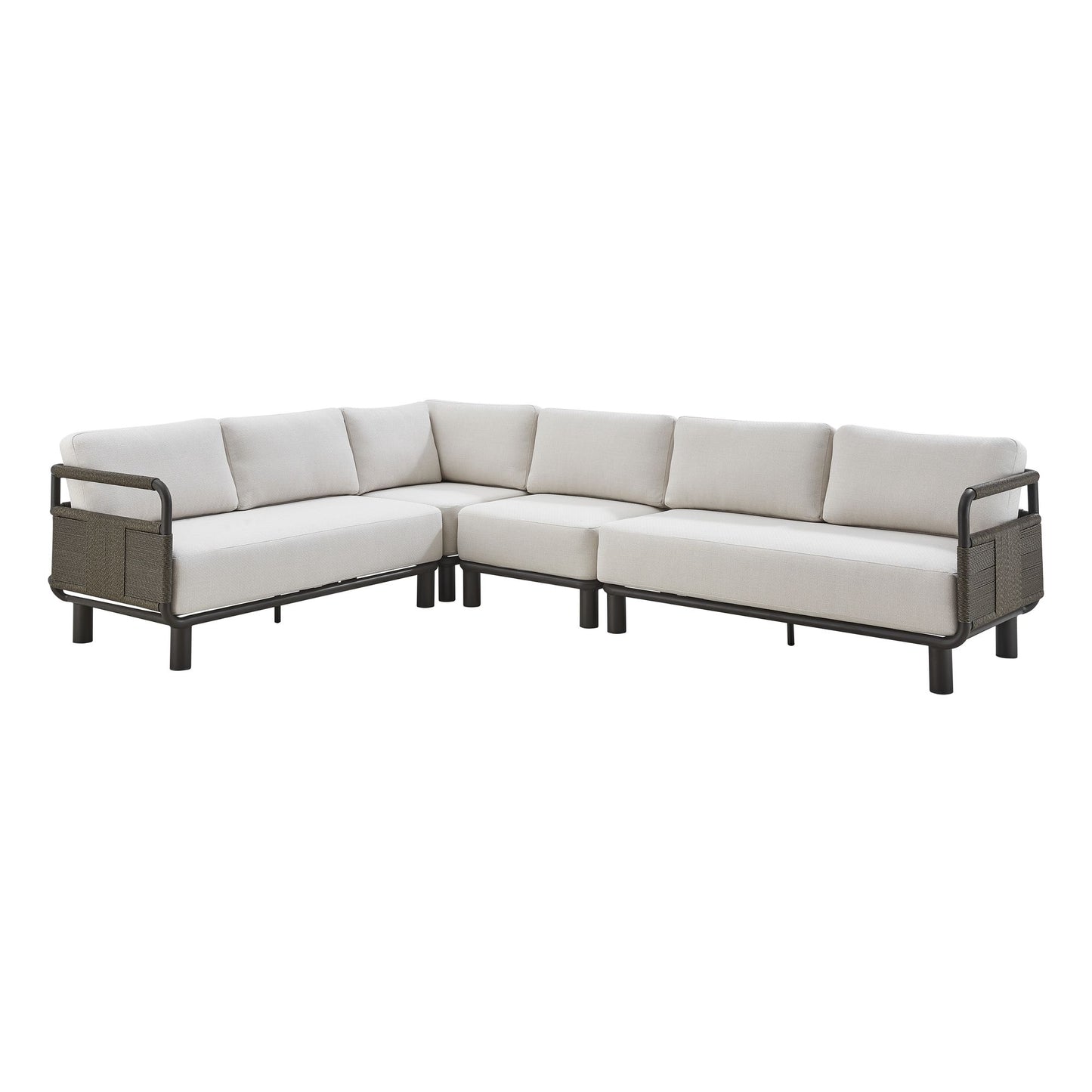 Brampton - 2-Piece Powder Coated Metal Outdoor Conversation Set With Cushions - Gray / Off White