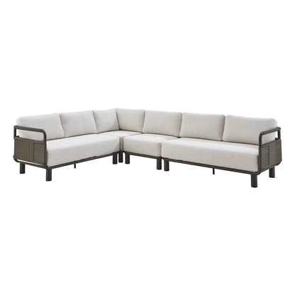 Brampton - 2-Piece Powder Coated Metal Outdoor Conversation Set With Cushions - Gray / Off White