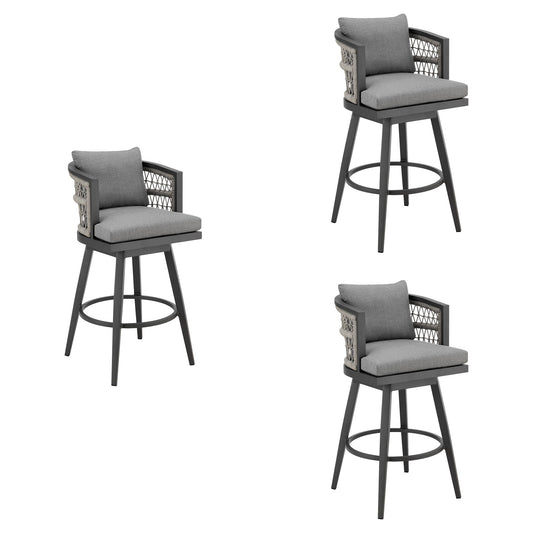 Zella - Outdoor Patio Swivel Bar Stool Set