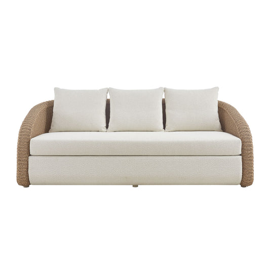 Pavilion - Metal Outdoor Sofa With Cushions - Natural / Boucle White