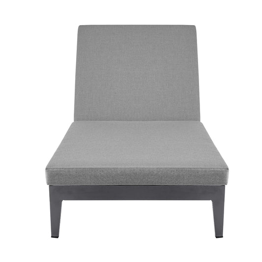Menorca - Outdoor Patio Adjustable Chaise Lounge Chair In Aluminum With Gray Cushions