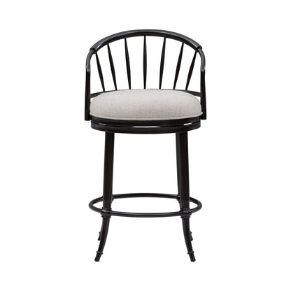Luther - Commercial Grade Steel Frame Fabric Upholstered Swivel Counter Height Barstool