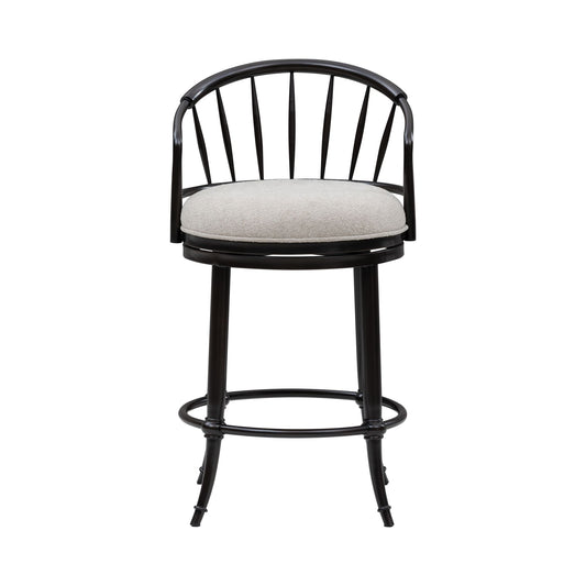 Luther - Commercial Grade Steel Frame Fabric Upholstered Swivel Counter Height Barstool