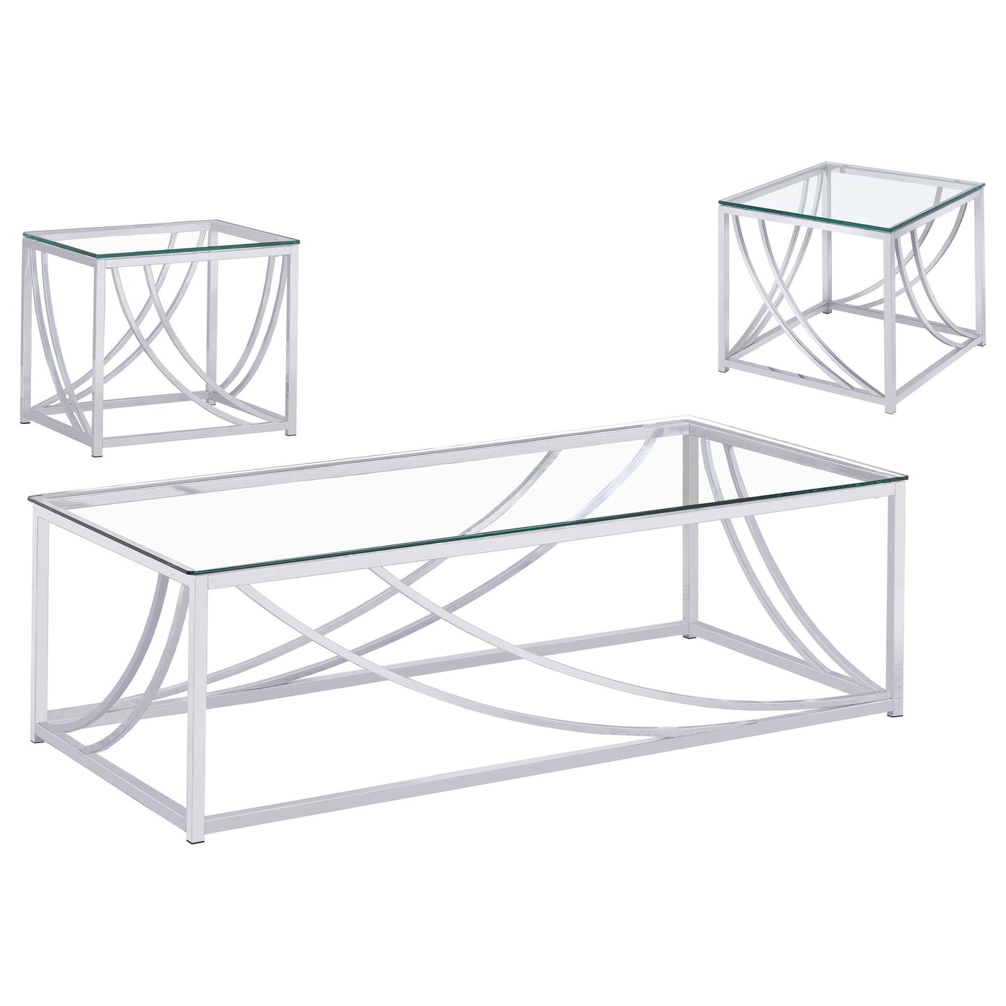 Lille 3-piece Glass Top Coffee And End Table Set Chrome