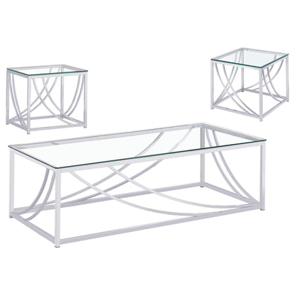 Lille 3-piece Glass Top Coffee And End Table Set Chrome