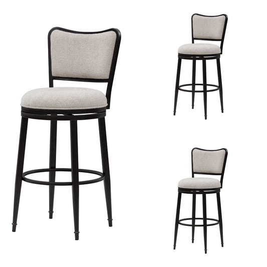 Baxter - Steel Frame Fabric Upholstered Swivel Bar Height Barstool