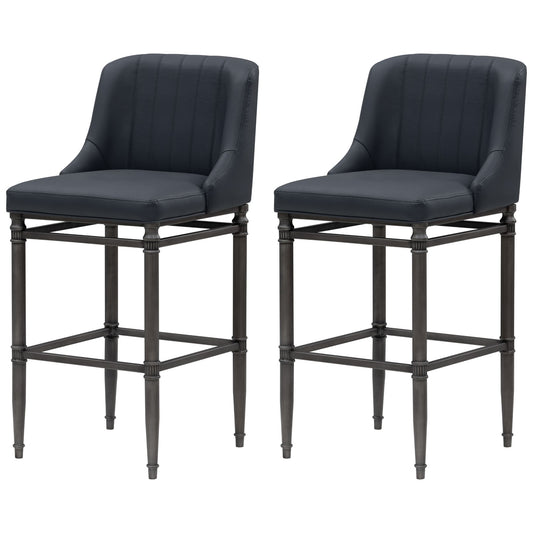 Marvin - Steel Frame Faux Leather Upholstered Bar Height Barstool