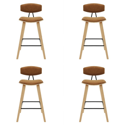 Fox - Counter Height Curved Back Wood Bar Stool With Faux Leather Seat