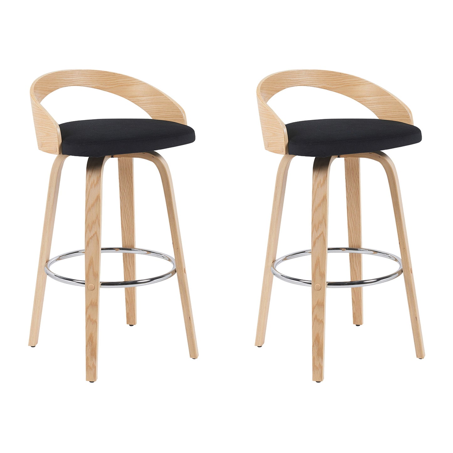 Sonia - Modern Swivel Bar Height Stool - Patterned Oak Wood Finish