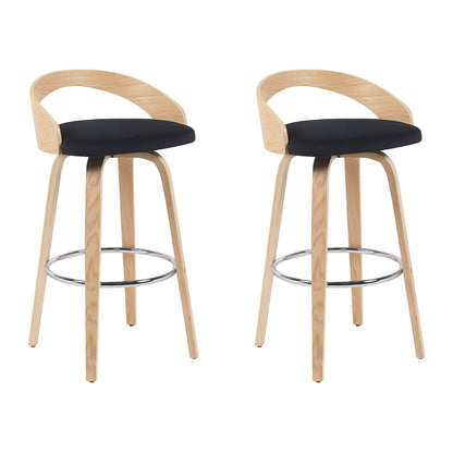 Sonia - Modern Swivel Bar Height Stool - Patterned Oak Wood Finish