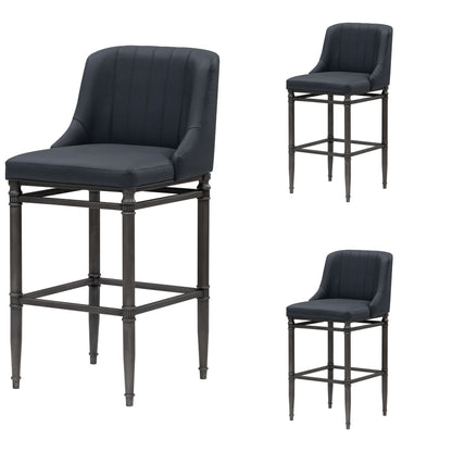 Marvin - Steel Frame Faux Leather Upholstered Bar Height Barstool