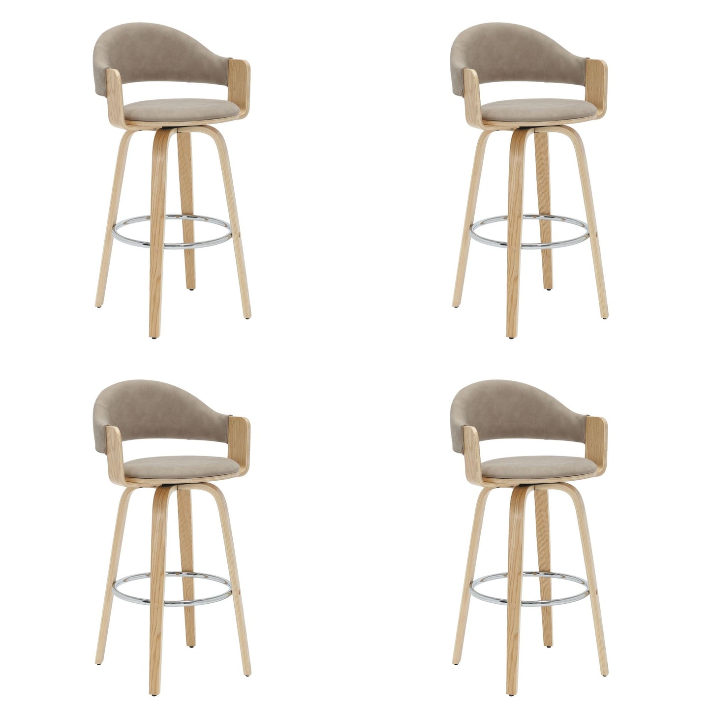 Daxton - Swivel Bar Height Round Back Wood Bar Stool With Faux Leather Seat