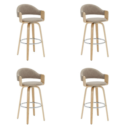 Daxton - Swivel Bar Height Round Back Wood Bar Stool With Faux Leather Seat