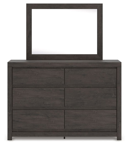 Fraluna - 3 Pc. - Queen Panel Storage Bed, Dresser And Mirror - Charcoal