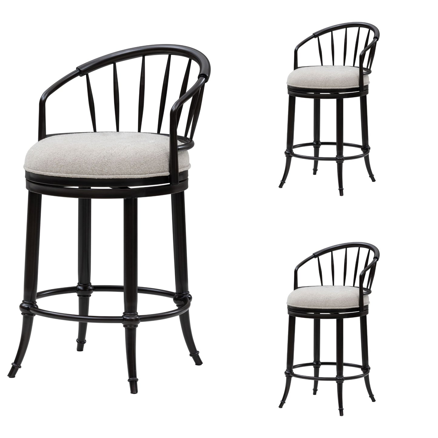Luther - Commercial Grade Steel Frame Fabric Upholstered Swivel Counter Height Barstool