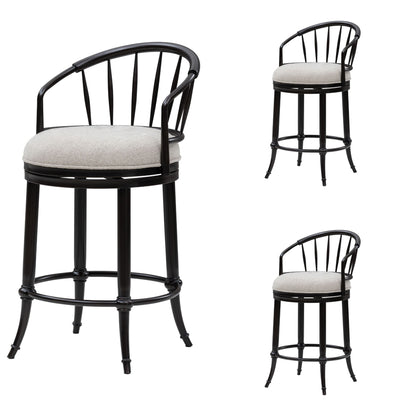 Luther - Commercial Grade Steel Frame Fabric Upholstered Swivel Counter Height Barstool