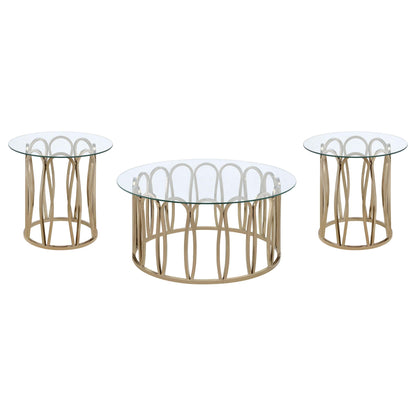 Monett 3-piece Coffee and End Table Set Chocolate Chrome