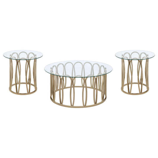 Monett 3-piece Coffee and End Table Set Chocolate Chrome