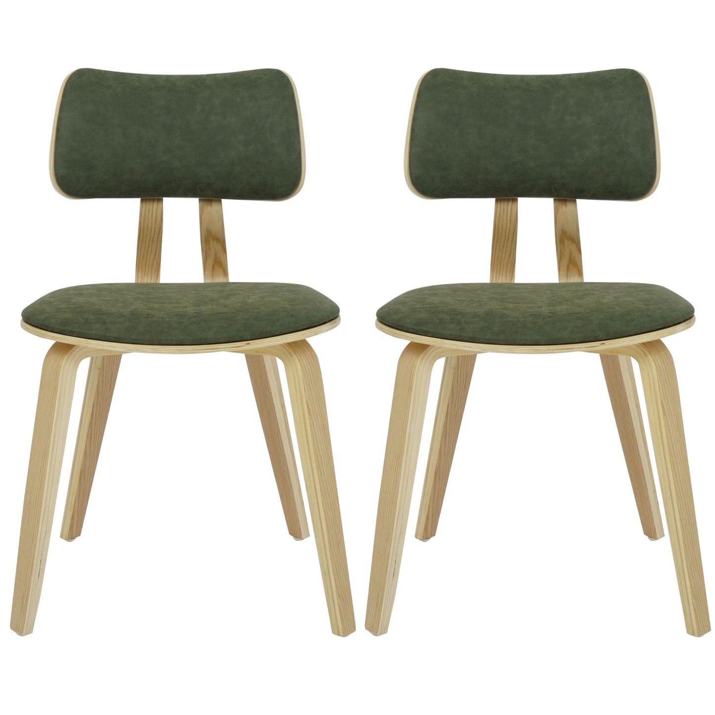 Jaguar - Curved Back Wood Dining Chair With Faux Leather Seat