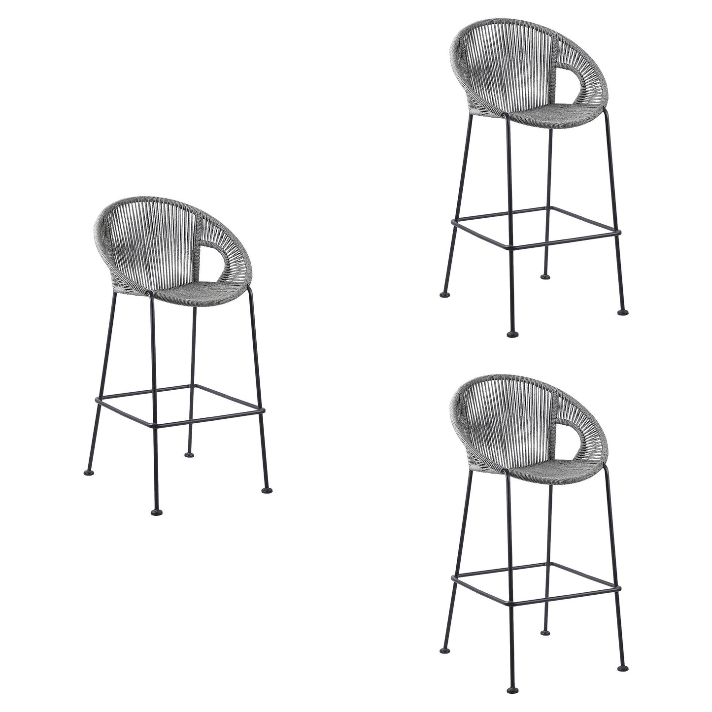Acapulco - Indoor Outdoor Steel Bar Stool With Rope Set