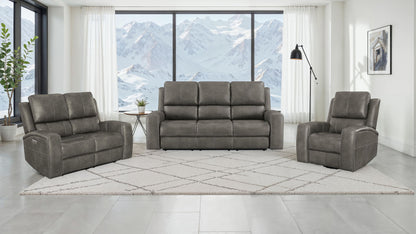 Brickston 3-piece Triple Power Reclining Sofa Set Charcoal