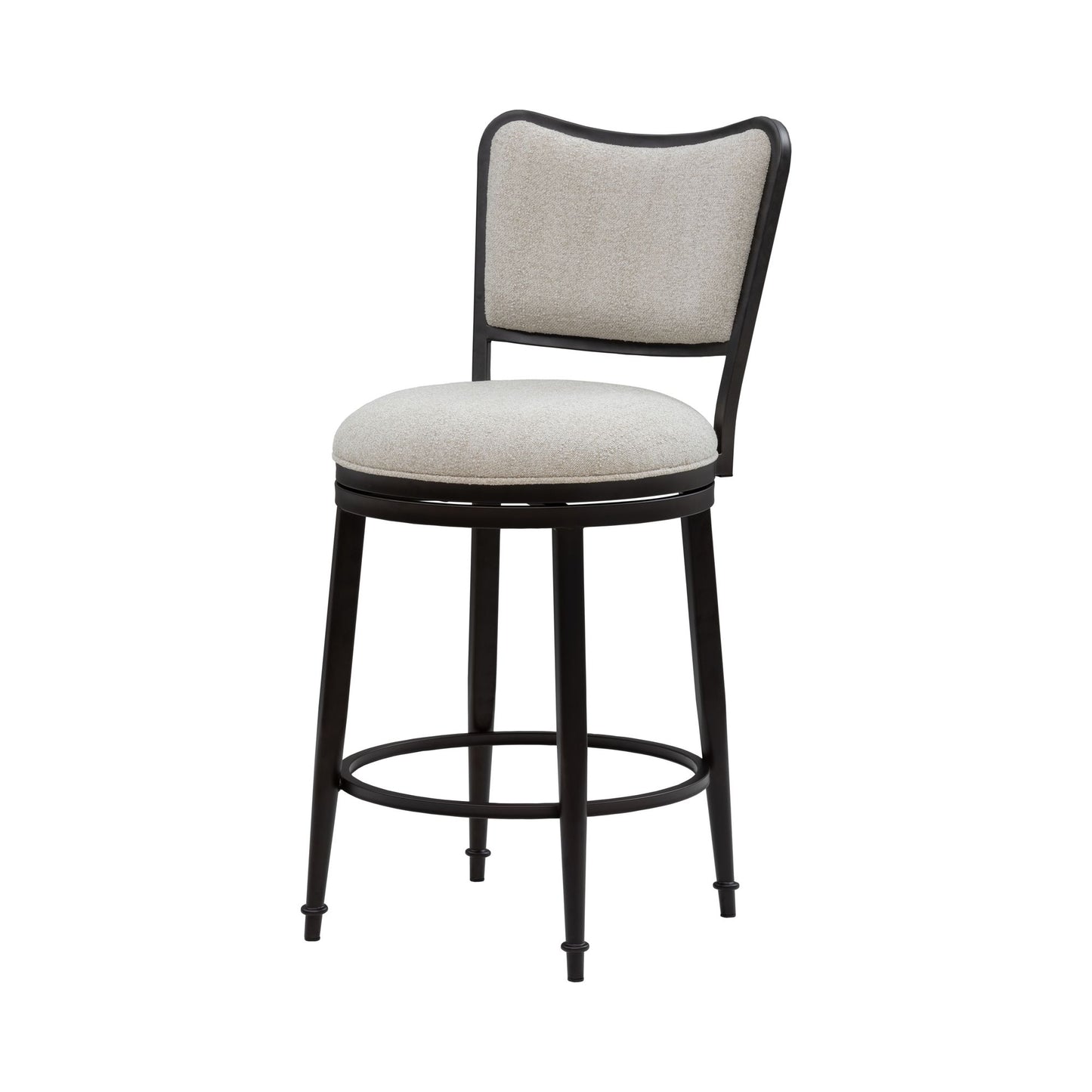 Baxter - Steel Frame Fabric Upholstered Swivel Counter Height Barstool