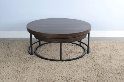 Homestead - Nesting Table Set With Metal Base - Dark Brown