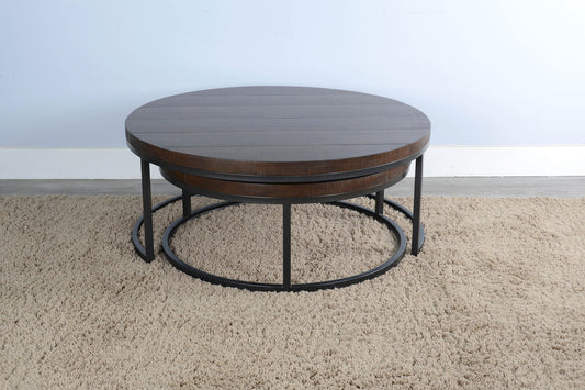 Homestead - Nesting Table Set With Metal Base - Dark Brown