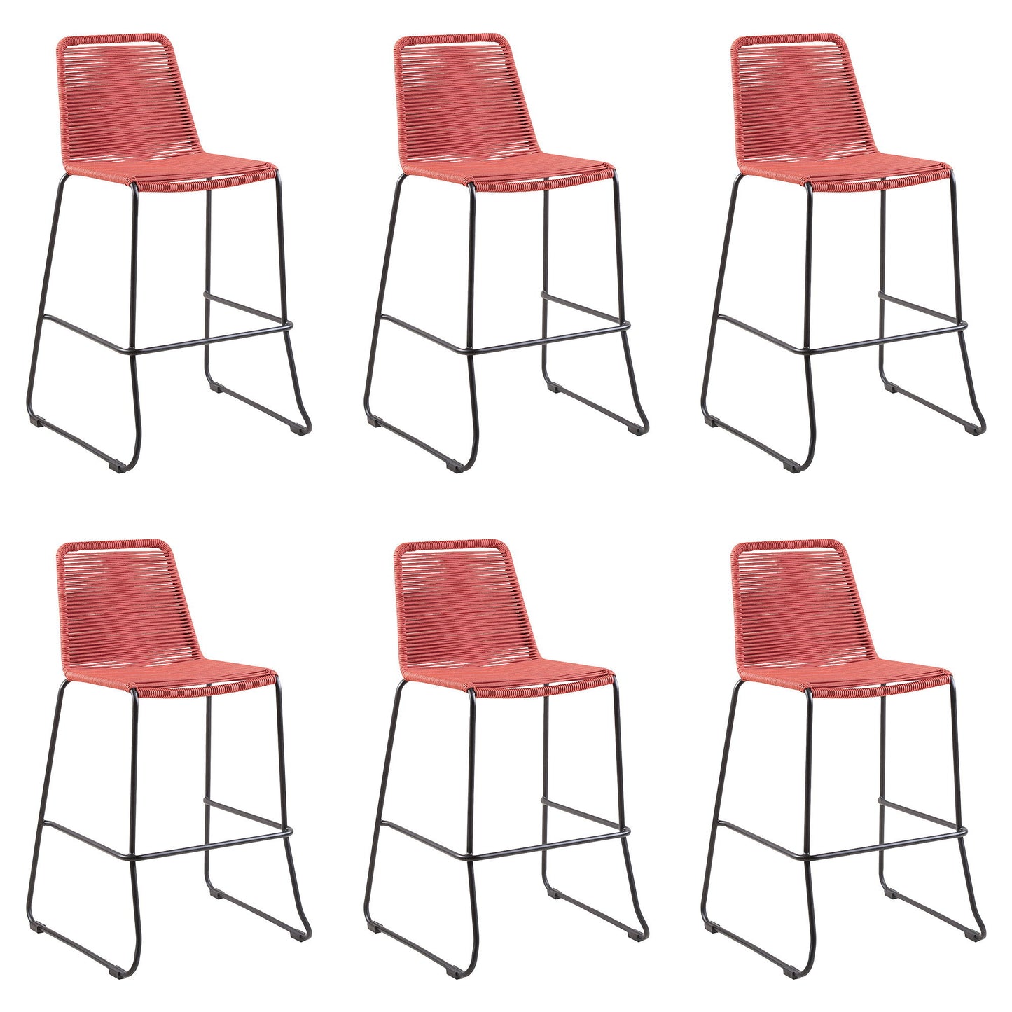 Shasta - 30" Outdoor Metal And Rope Stackable Barstool