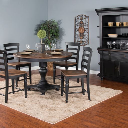Bourbon County - Ladderback Chair With Wood Seat (Set of 2) - Dark Brown / Black