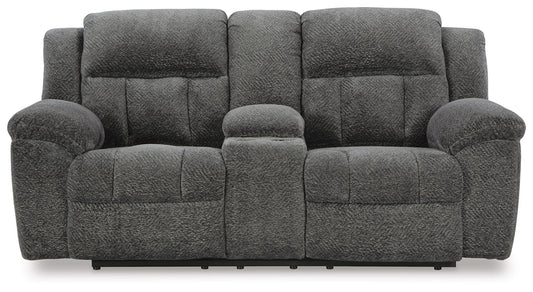 Frohn - DBL Reclining Loveseat With Console - Graphite - Fabric