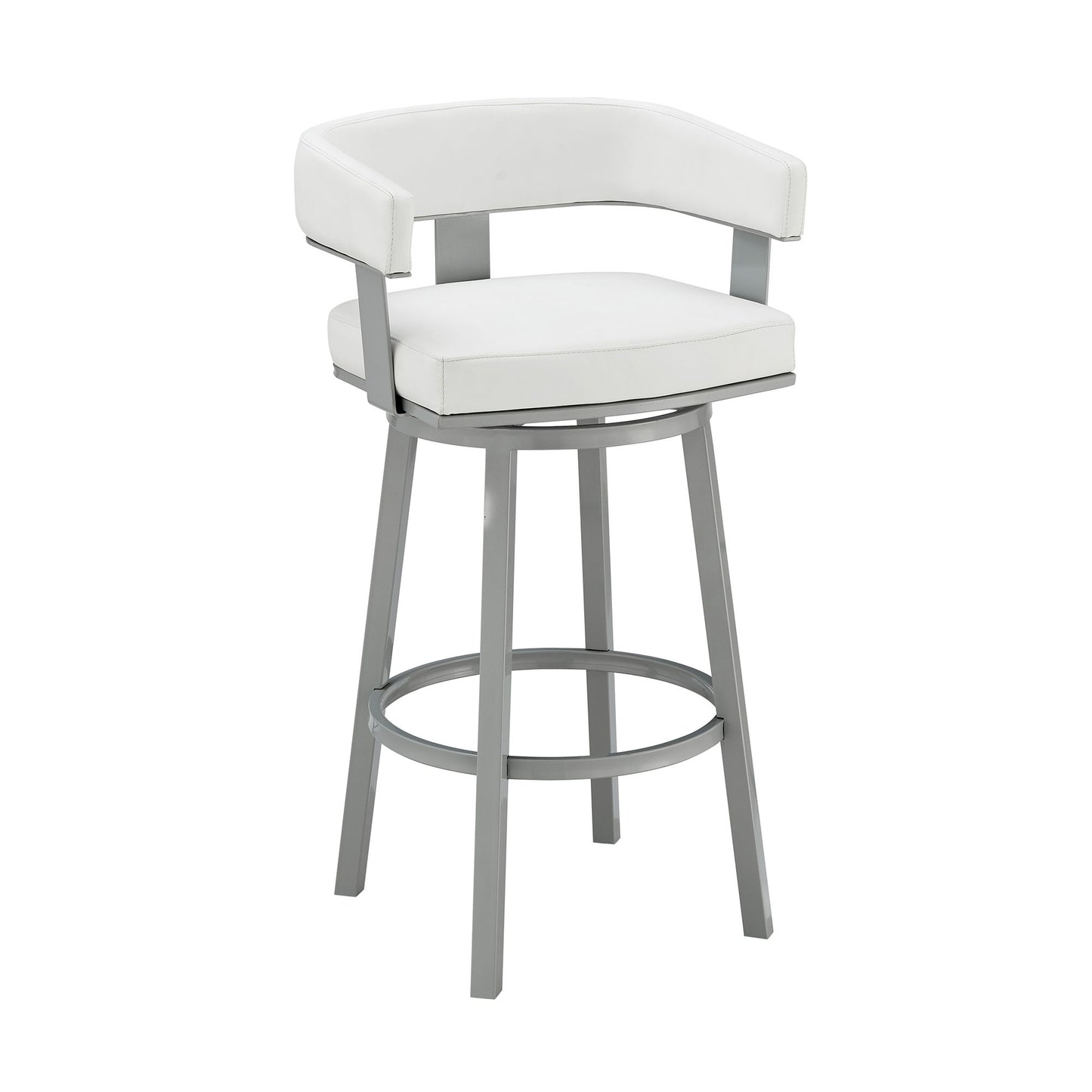 Lorin - 26" Counter Height Swivel Bar Stool - Silver / White