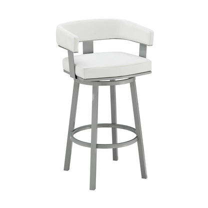 Lorin - 26" Counter Height Swivel Bar Stool - Silver / White
