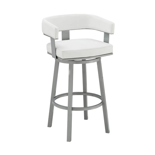 Lorin - 26" Counter Height Swivel Bar Stool - Silver / White