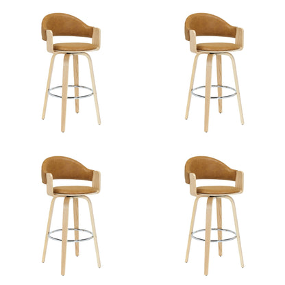 Daxton - Swivel Bar Height Round Back Wood Bar Stool With Faux Leather Seat