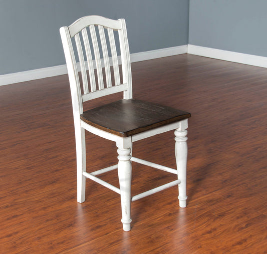 Bourbon County - Slatback Stool (Set of 2) - White / Dark Brown
